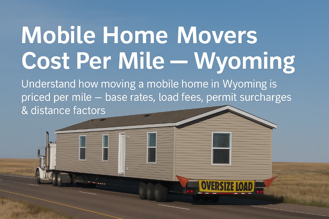 Oversize load mobile home being hauled on a truck in Wyoming — illustrating cost per mile of mobile home transport