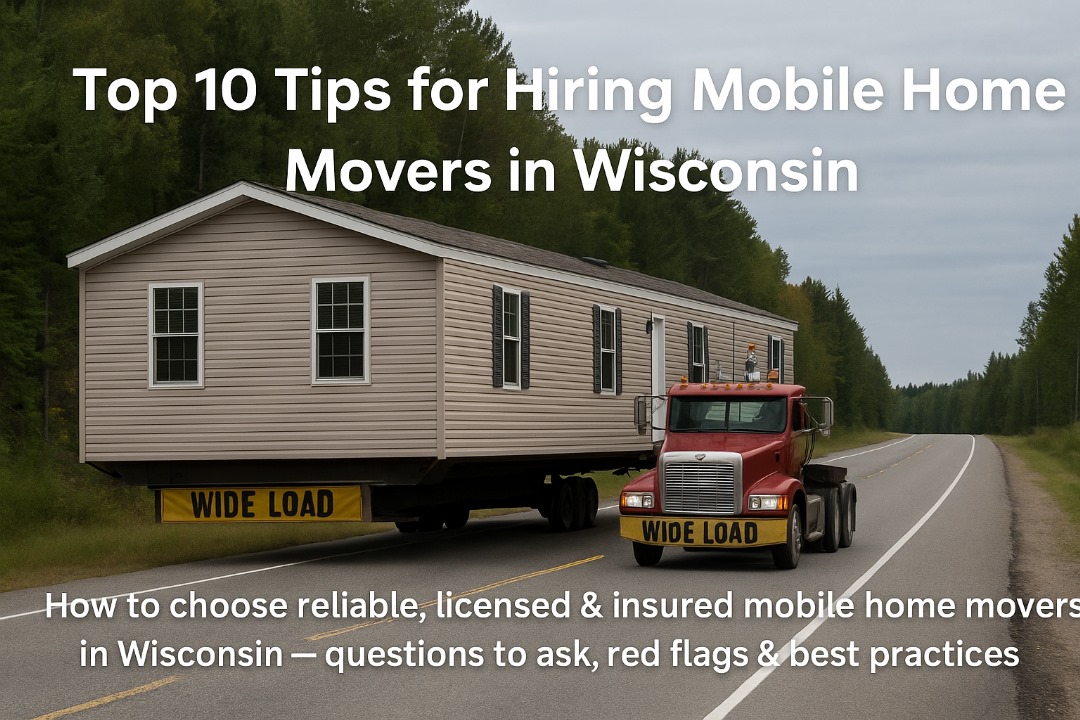 Mobile home on a wide-load truck in Wisconsin — guidance on hiring movers